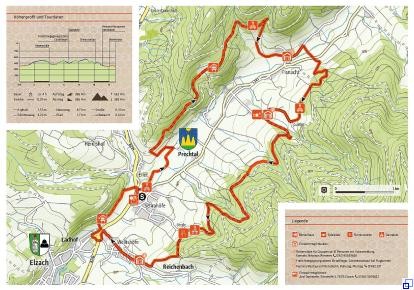 Streckenverlauf des Rundwanderweges Bienenweg in Prechtal Streckenverlauf des Rundwanderweges Bienenweg in Prechtal